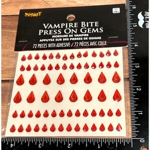 Vampire Bite Press On Gems 72 Pieces Adhesive Spirit Halloween Red